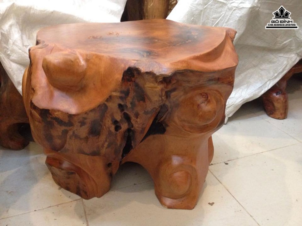 Đôn Gỗ Nguyên Khối Gỗ Gốc Sao Xanh Cao 44 Mặt  51-50 (cm) DS172 6