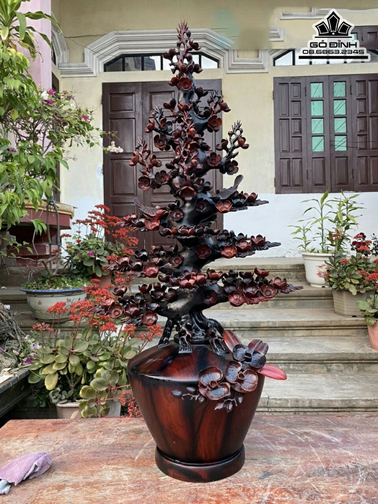 Bình Bông Mai Điểu Gỗ Trắc Cao  102 Ngang 48 Sâu 36 (cm) 0