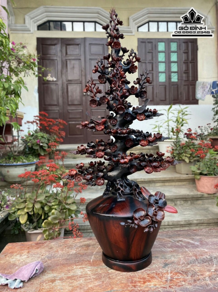 Bình Bông Mai Điểu Gỗ Trắc Cao  102 Ngang 48 Sâu 36 (cm) 1