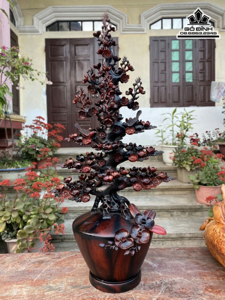 Bình Bông Mai Điểu Gỗ Trắc Cao  102 Ngang 48 Sâu 36 (cm) 2