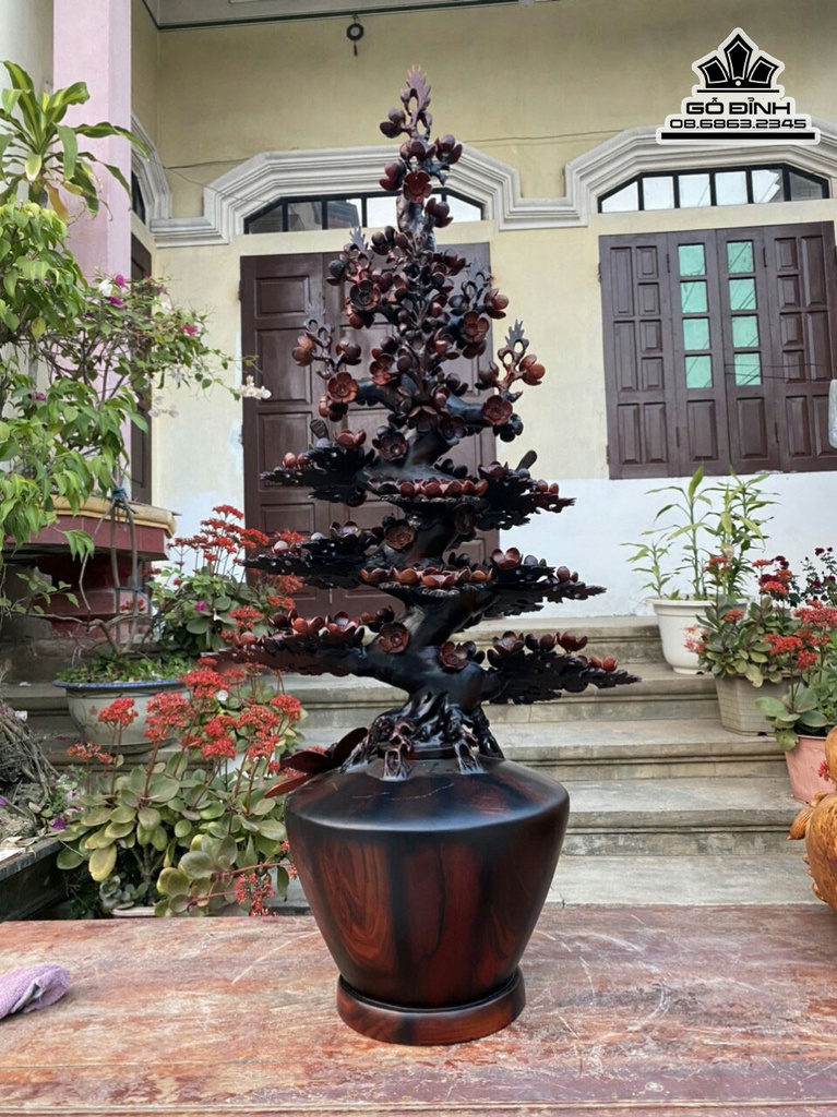 Bình Bông Mai Điểu Gỗ Trắc Cao  102 Ngang 48 Sâu 36 (cm) 3