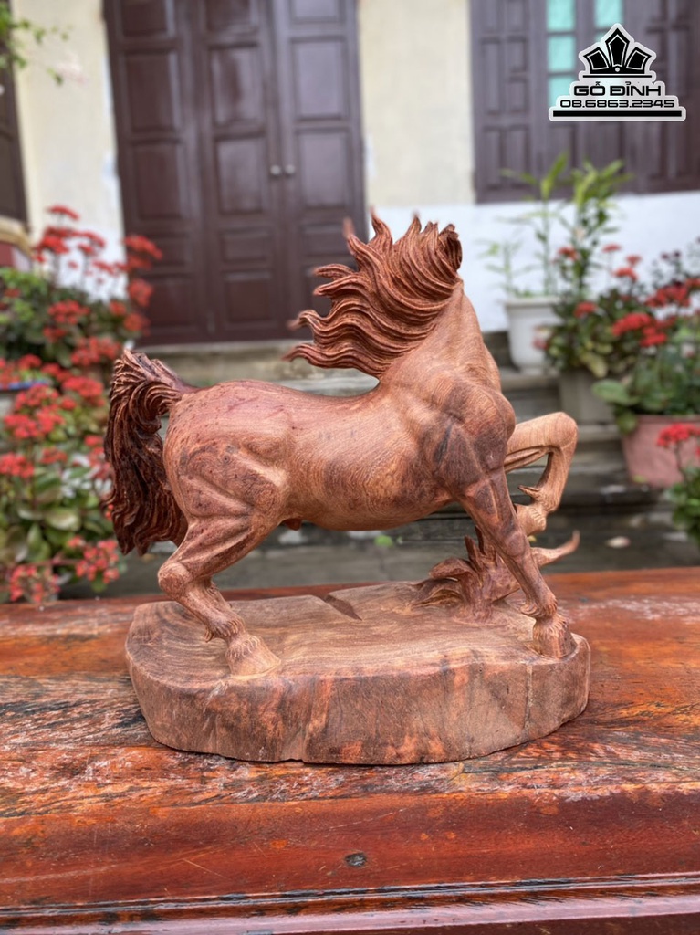 Tượng Ngựa (Nhất Mã) Gỗ Hương Cao 34 Ngang 36 Sâu 16(cm) 4