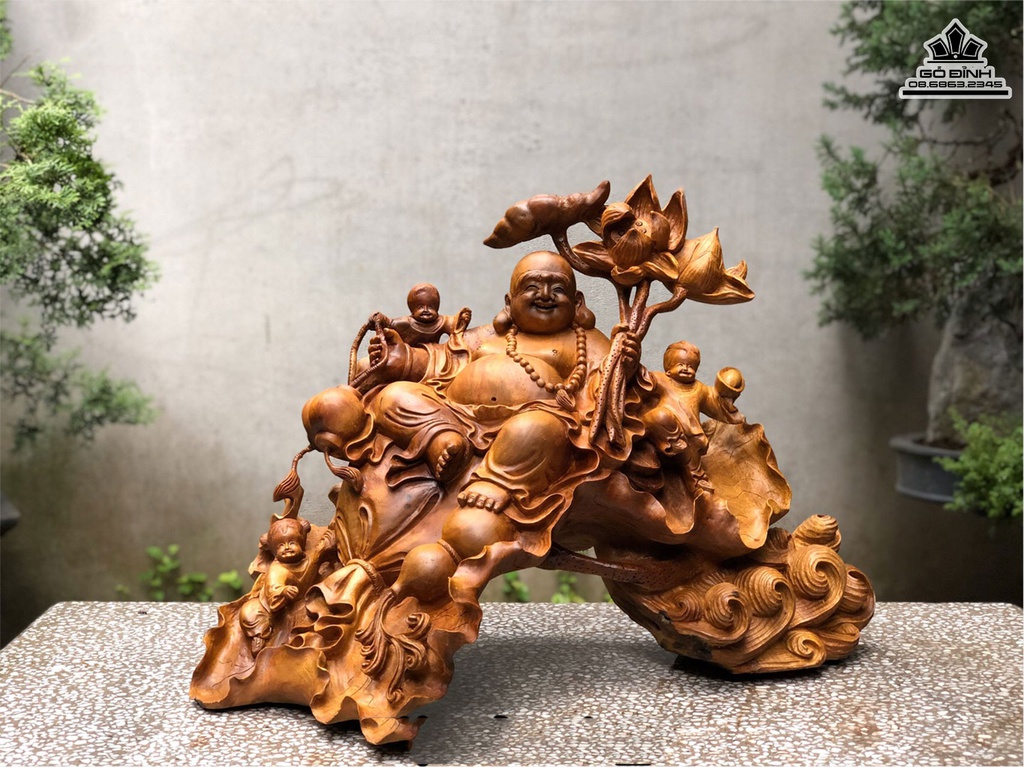 Tượng Phật Di Lặc Gỗ Xá Xị Cao 55 Ngang 72 Sâu 38 (cm) 0