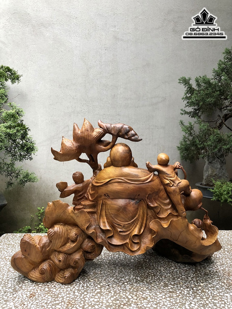 Tượng Phật Di Lặc Gỗ Xá Xị Cao 55 Ngang 72 Sâu 38 (cm) 3