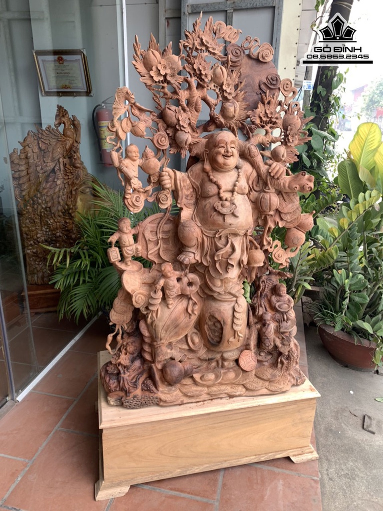 Tượng Phật Di Lặc Ngũ Phúc Gỗ Hương Cao Cả Kỷ 180 Ngang 92 Sâu 48 (cm) 0