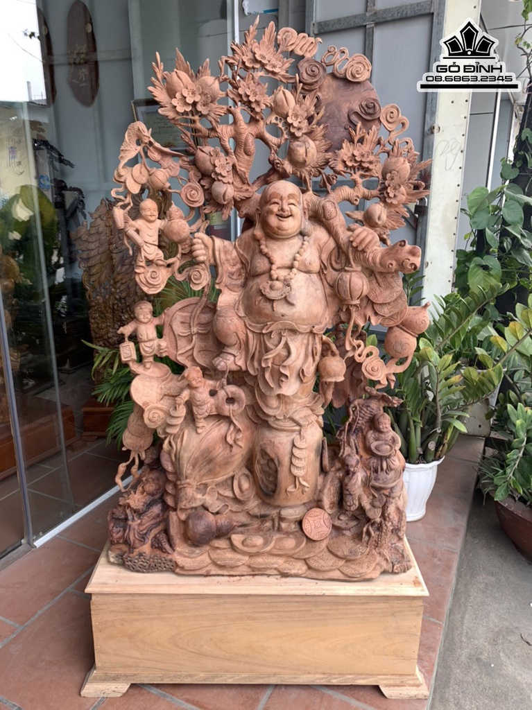 Tượng Phật Di Lặc Ngũ Phúc Gỗ Hương Cao Cả Kỷ 180 Ngang 92 Sâu 48 (cm) 1