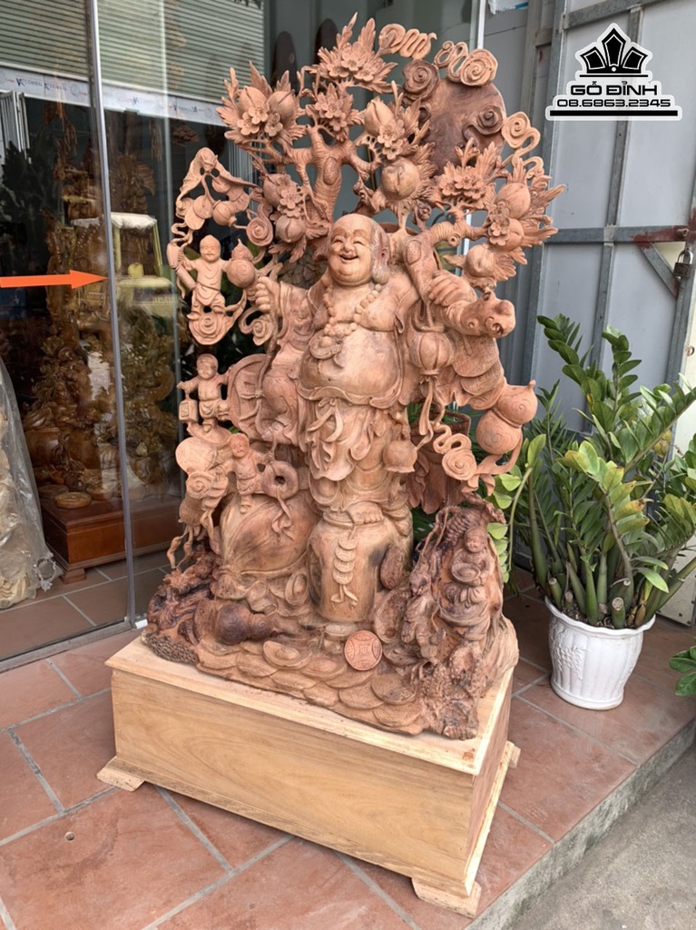 Tượng Phật Di Lặc Ngũ Phúc Gỗ Hương Cao Cả Kỷ 180 Ngang 92 Sâu 48 (cm) 2