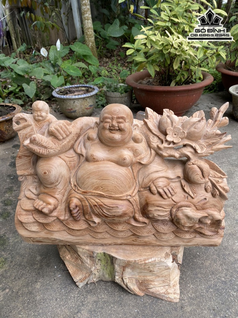 Tượng Phật Di Lặc Gỗ Ngọc Am Cao 34 Ngang 52 Sâu 16 (cm) 0