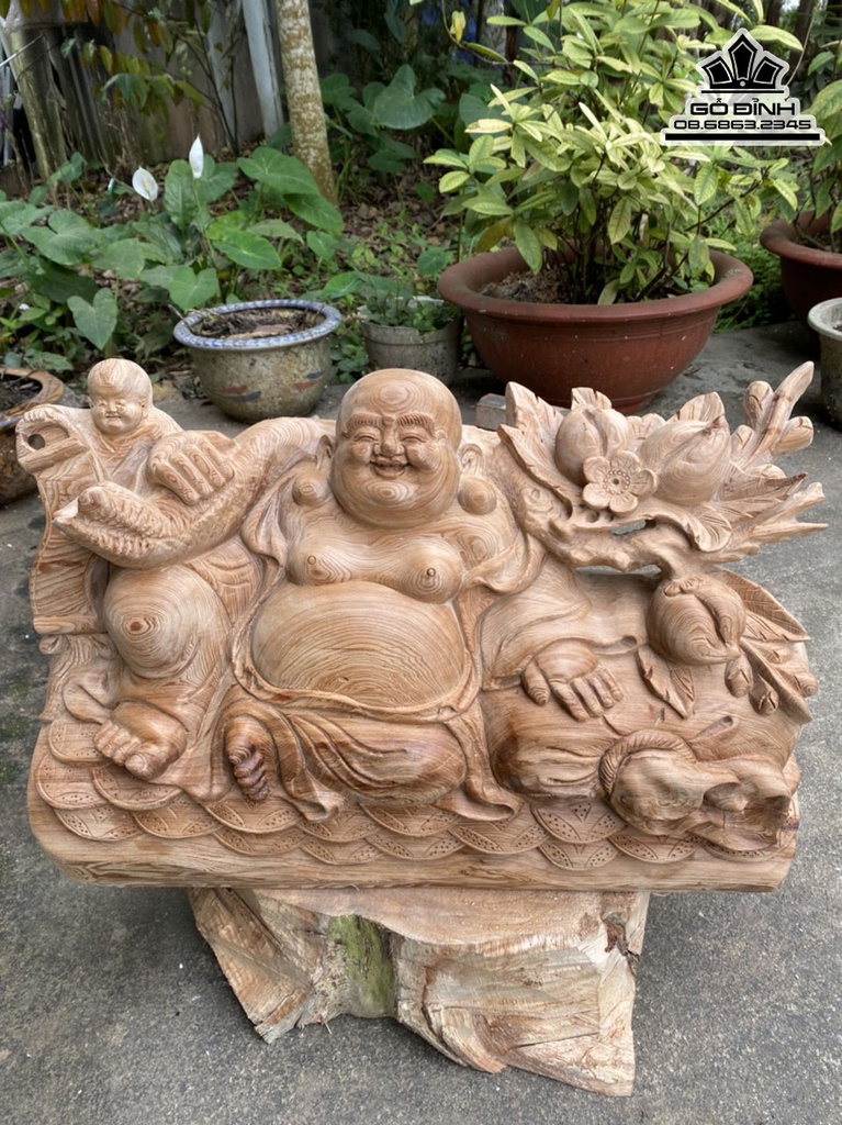 Tượng Phật Di Lặc Gỗ Ngọc Am Cao 34 Ngang 52 Sâu 16 (cm) 1