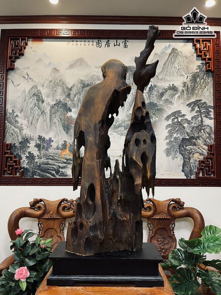 Tượng Đạt Ma Sư Tổ Gỗ Dỗi Cao 90 Ngang 31 Sâu 16 (cm) 0