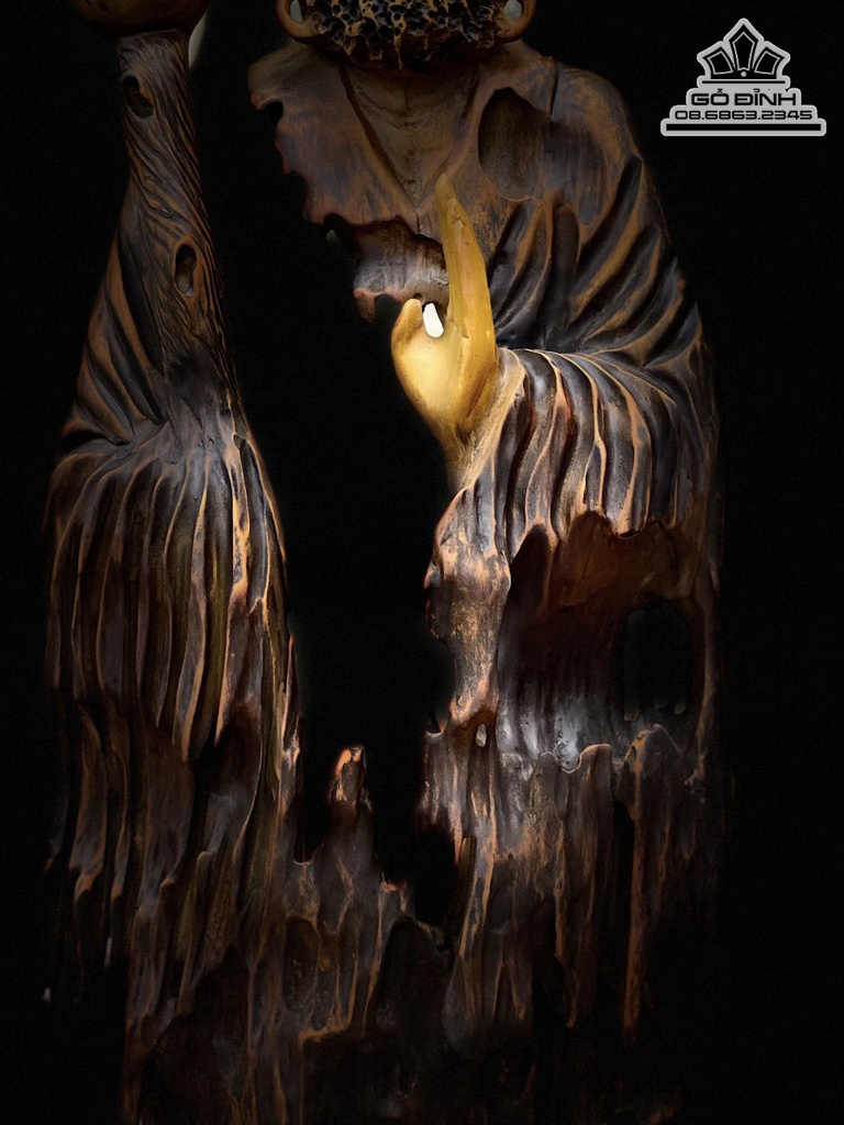 Tượng Đạt Ma Sư Tổ Gỗ Dỗi Cao 90 Ngang 31 Sâu 16 (cm) 4