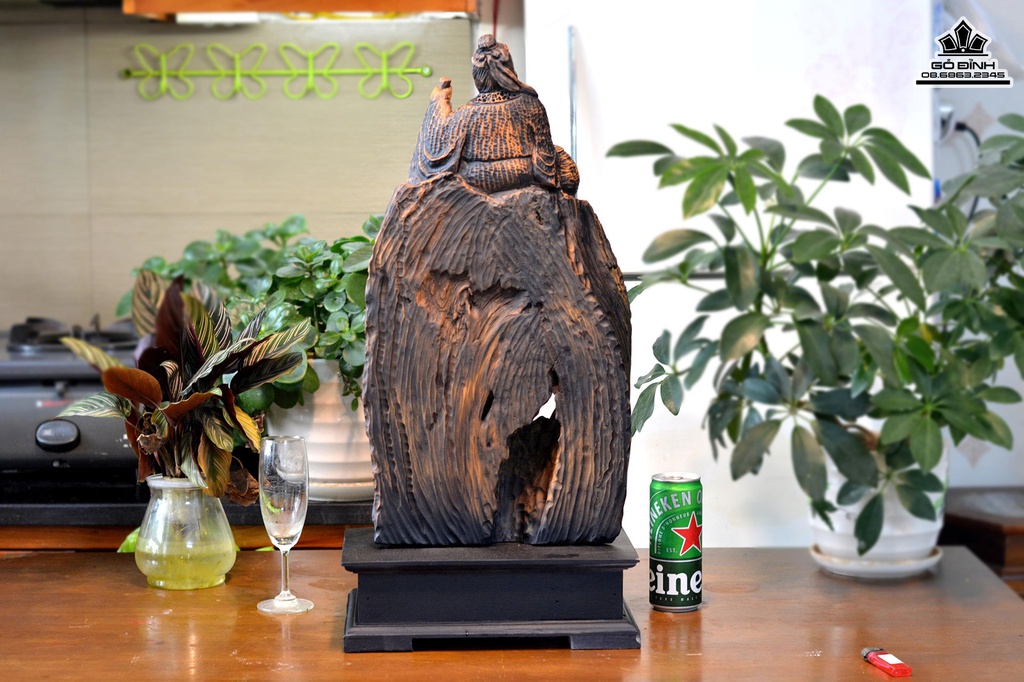 Tượng Thần Trà Lục Vũ Gỗ Bách Xanh Cao 62 Ngang 28 Sâu 11 (cm) 4