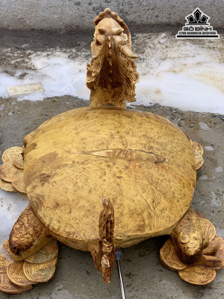 Tượng Long Quy Gỗ Nu Kháo Cao 37 Ngang 73 Sâu 58 (cm) 0