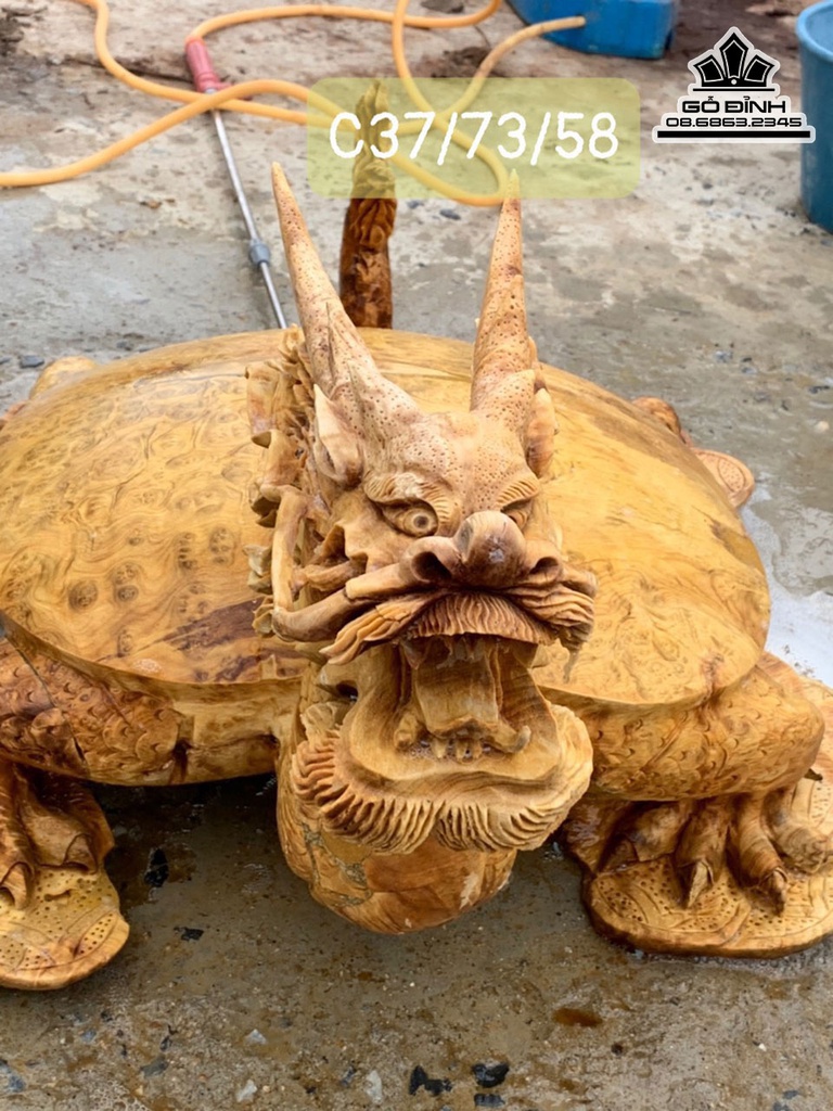 Tượng Long Quy Gỗ Nu Kháo Cao 37 Ngang 73 Sâu 58 (cm) 1