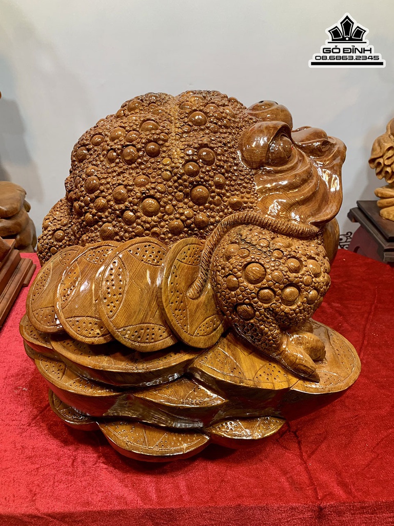 Tượng Cóc Tài Lộc Gỗ Ngọc Am Cao 43 Ngang 51 Sâu 36 (cm) 0