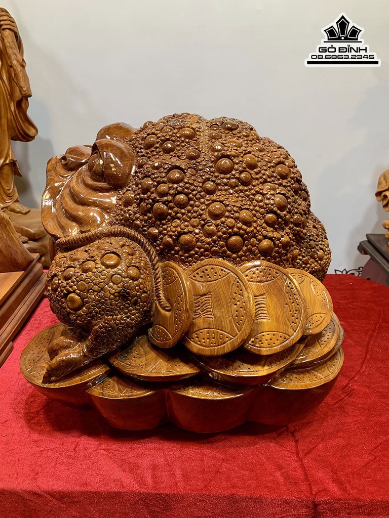 Tượng Cóc Tài Lộc Gỗ Ngọc Am Cao 43 Ngang 51 Sâu 36 (cm) 2