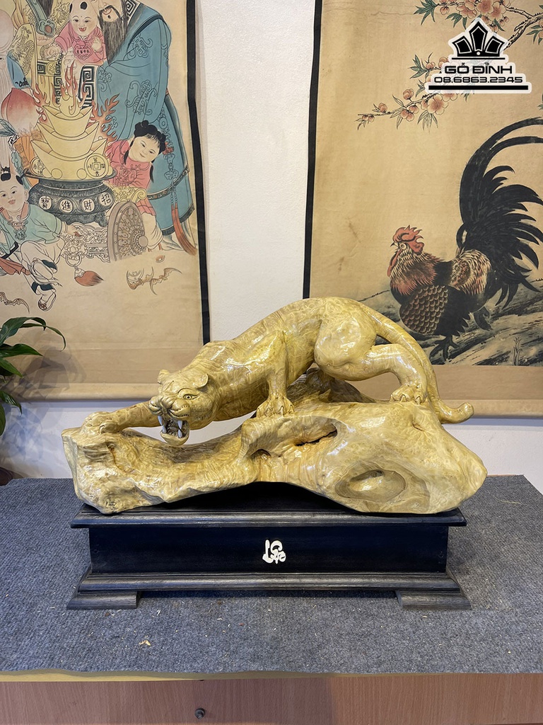 Tượng Hổ Gỗ Nu Kháo Cao 27 Ngang 55 Sâu 27 (cm) 0