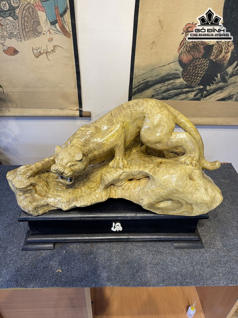 Tượng Hổ Gỗ Nu Kháo Cao 27 Ngang 55 Sâu 27 (cm) 1