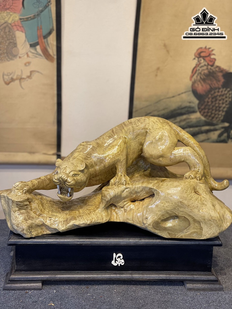 Tượng Hổ Gỗ Nu Kháo Cao 27 Ngang 55 Sâu 27 (cm) 2