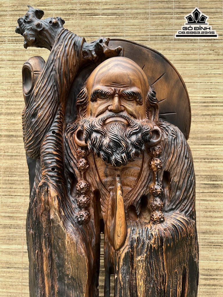 Tượng Đạt Ma Sư Tổ Gỗ Bách Xanh Cao 79 Ngang 28 Sâu 15 (cm) 0