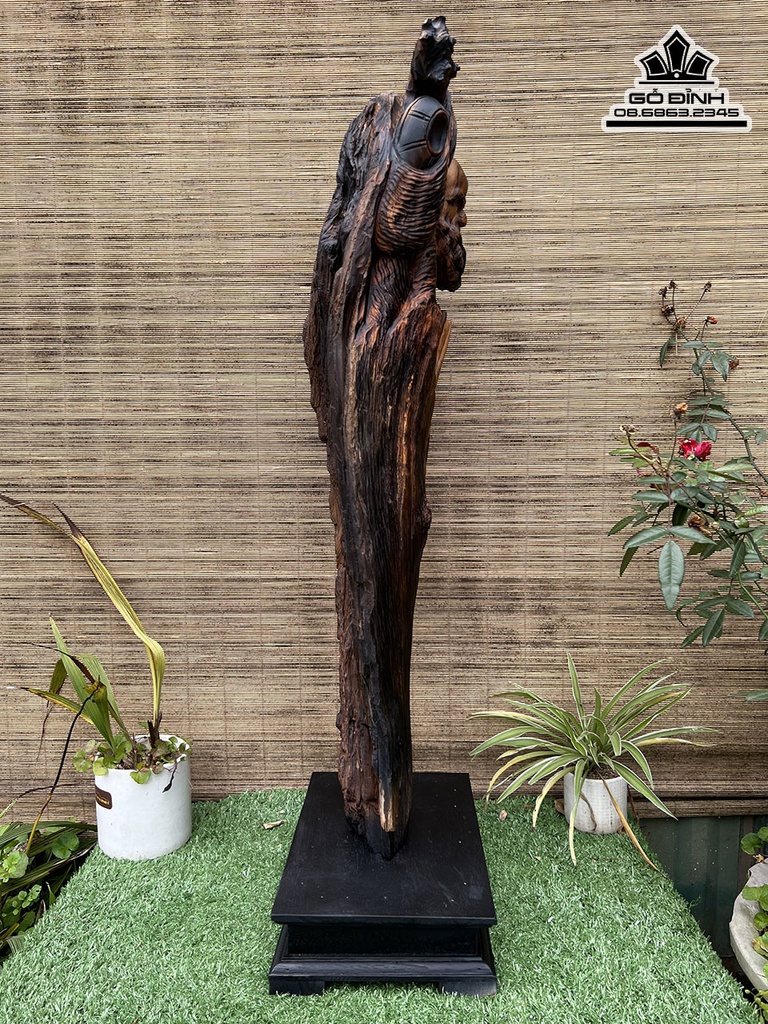 Tượng Đạt Ma Sư Tổ Gỗ Bách Xanh Cao 79 Ngang 28 Sâu 15 (cm) 3