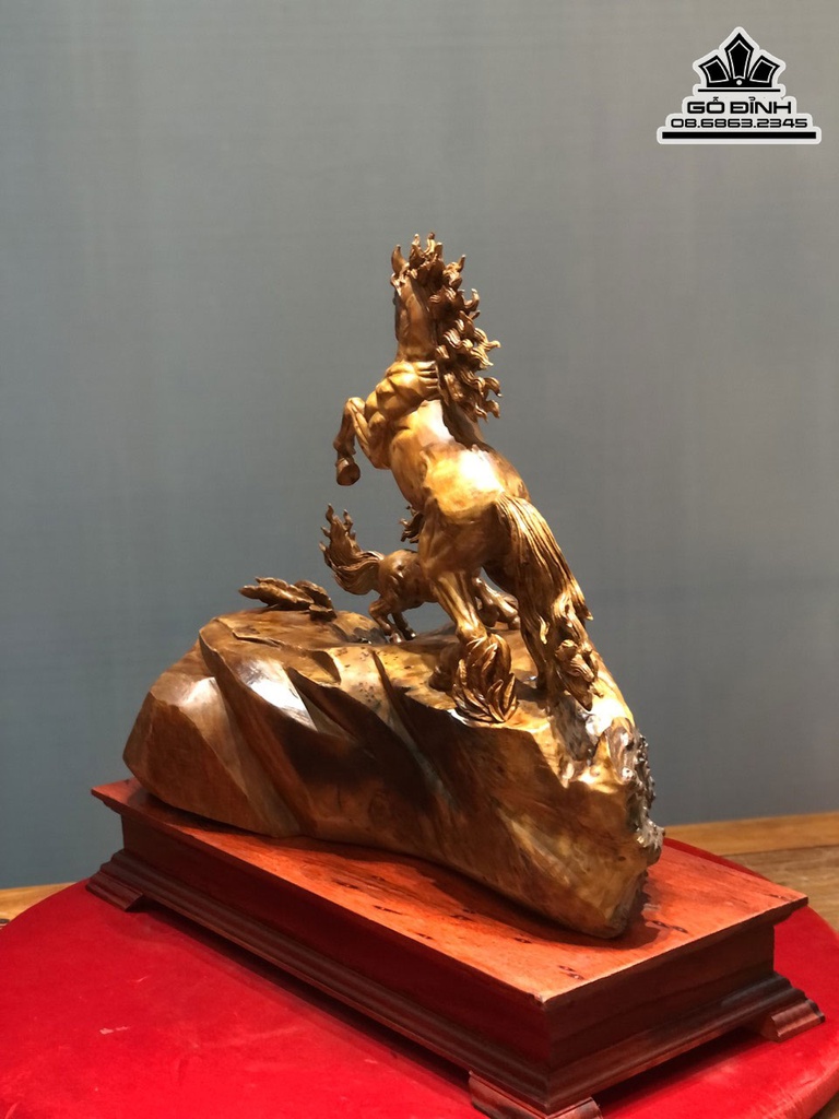 Tượng Ngựa Mẫu Tử Gỗ Ngọc  Am Cao 63 Ngang 58 Sâu 27 (cm) 0