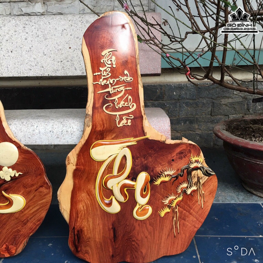 Tranh Gỗ Phúc Lộc Thọ Gỗ Hương Cao 75 Rộng 48 Dày 2 (cm) 2