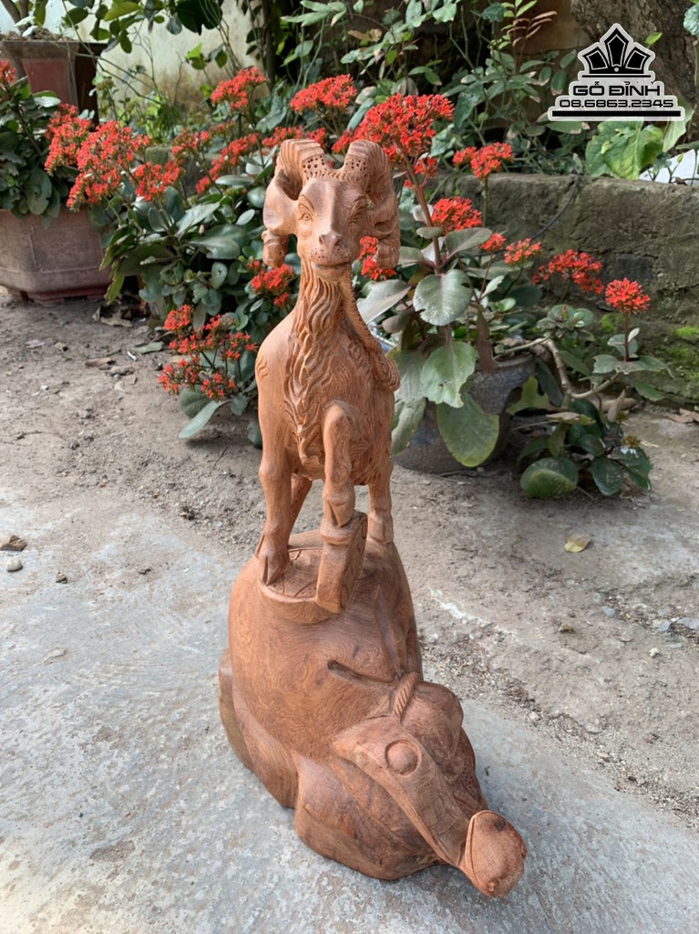 Tượng Dê (Nhất Dương) Gỗ Hương Cao 46 Ngang 30 Sâu 18b (cm) 2