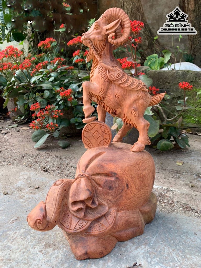 Tượng Dê (Nhất Dương) Gỗ Hương Cao 46 Ngang 30 Sâu 18b (cm) 5