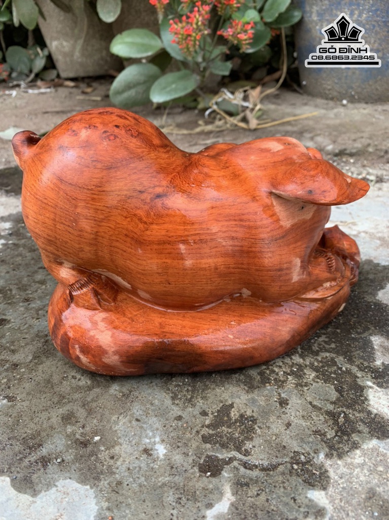 Tượng Heo Gỗ Nu Hương Cao 13 Ngang 25 Sâu 13 (cm) 2