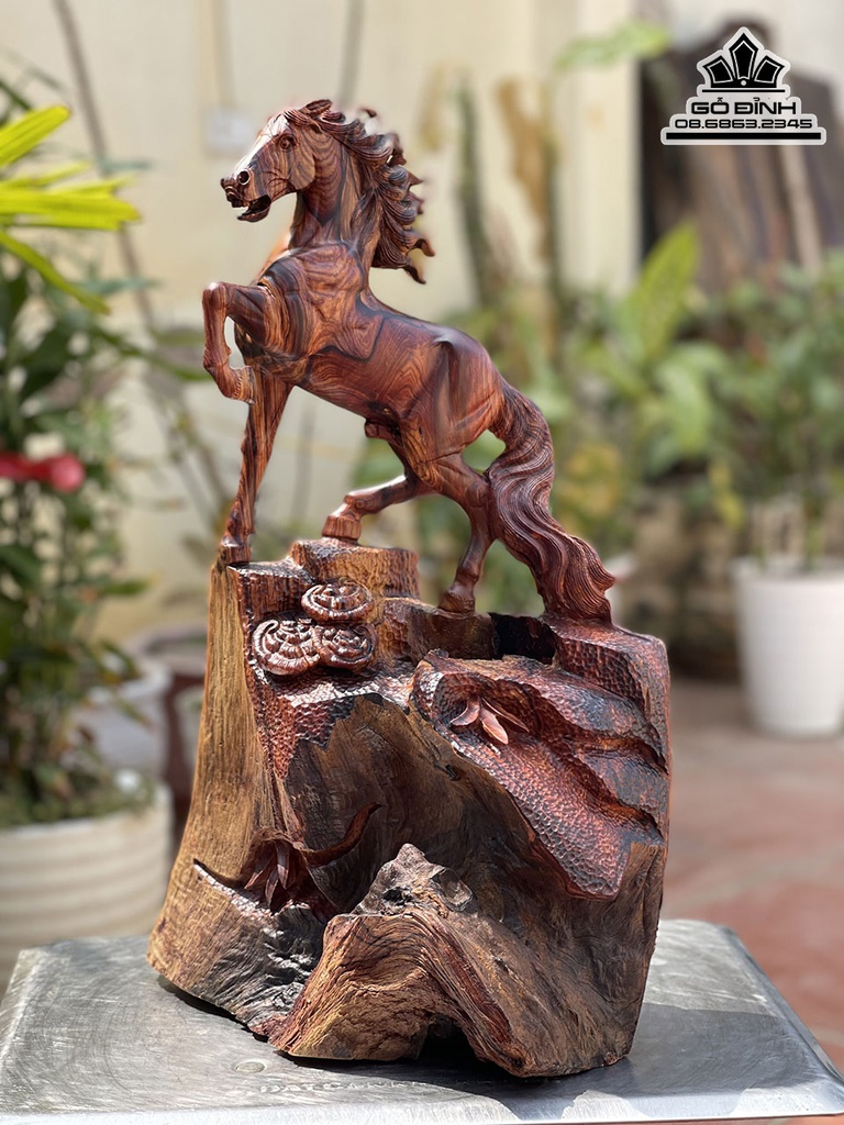 Tượng Ngựa (Nhát Mã) Gỗ Cẩm Cao 50 Ngang 30 Sâu 20 (cm) 1