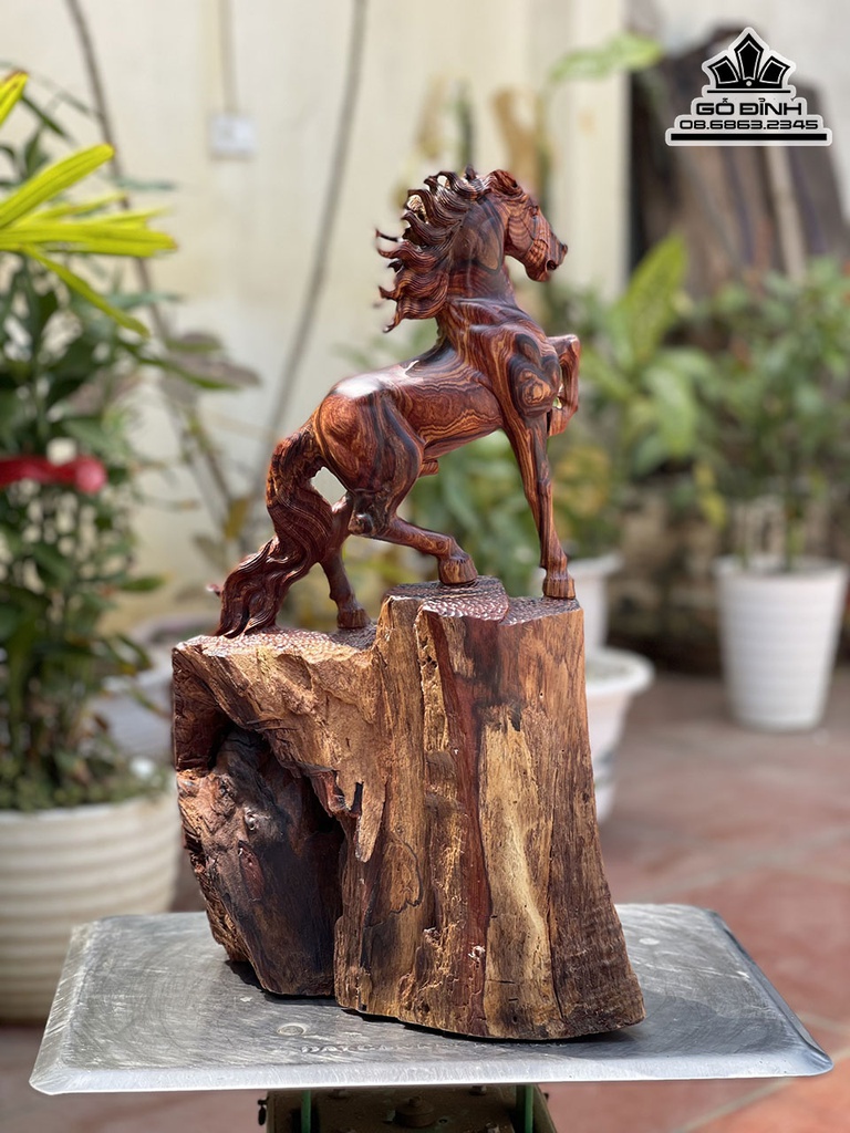 Tượng Ngựa (Nhát Mã) Gỗ Cẩm Cao 50 Ngang 30 Sâu 20 (cm) 5