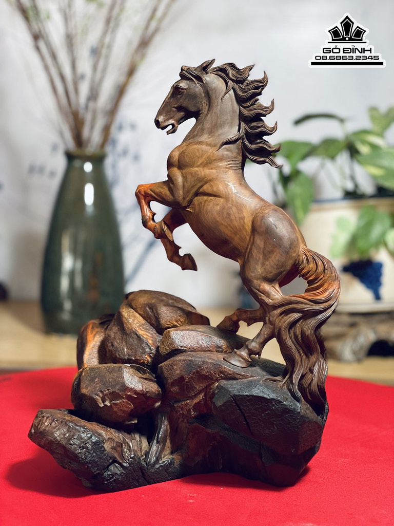 Tượng Ngựa (Nhất Mã) Gỗ Trắc Cao 34 Ngang 27 Sâu 23 (cm) 2