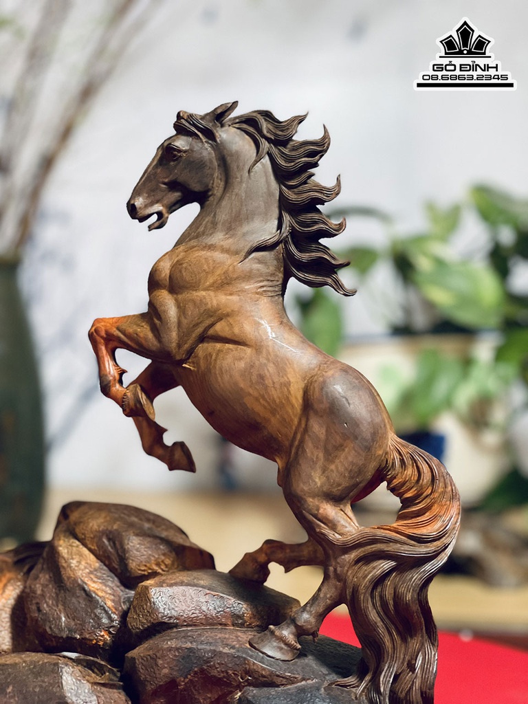 Tượng Ngựa (Nhất Mã) Gỗ Trắc Cao 34 Ngang 27 Sâu 23 (cm) 3