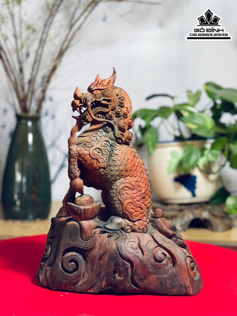 Tượng Kỳ Lân Gỗ Trắc Cao 32 Ngang 27 Sâu 15 (cm) 0