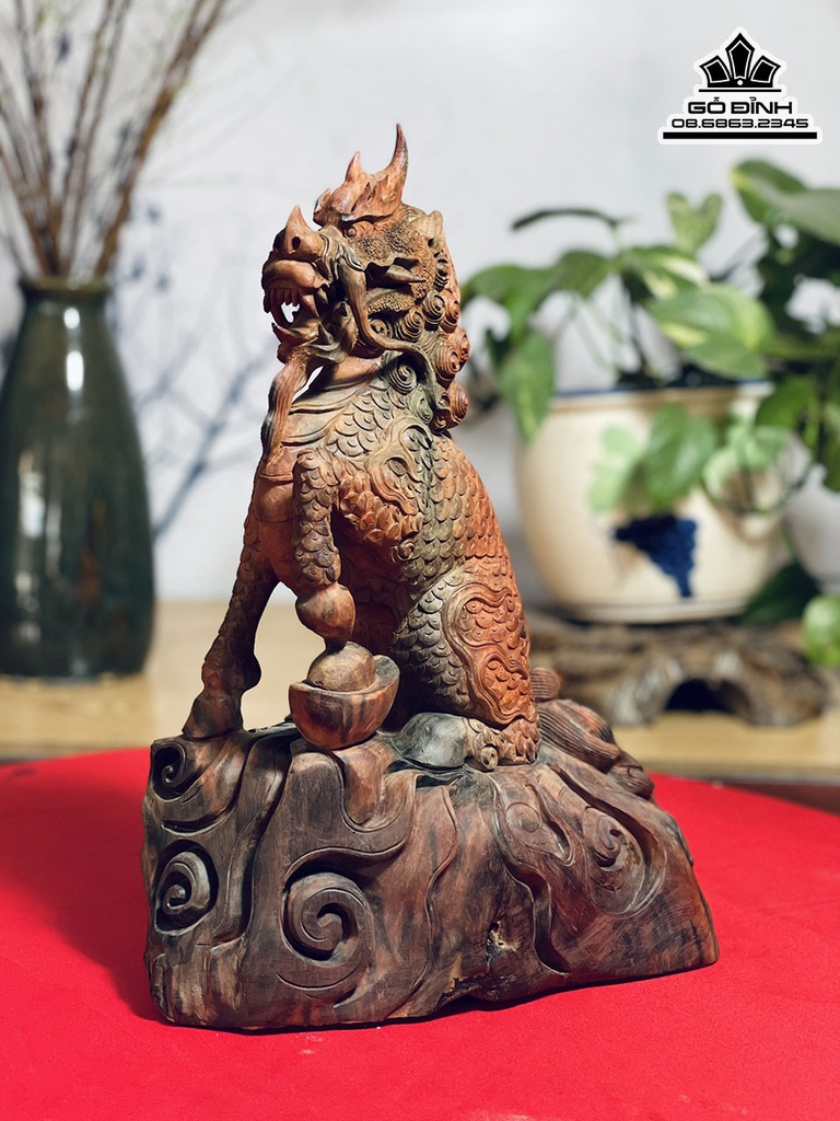 Tượng Kỳ Lân Gỗ Trắc Cao 32 Ngang 27 Sâu 15 (cm) 1