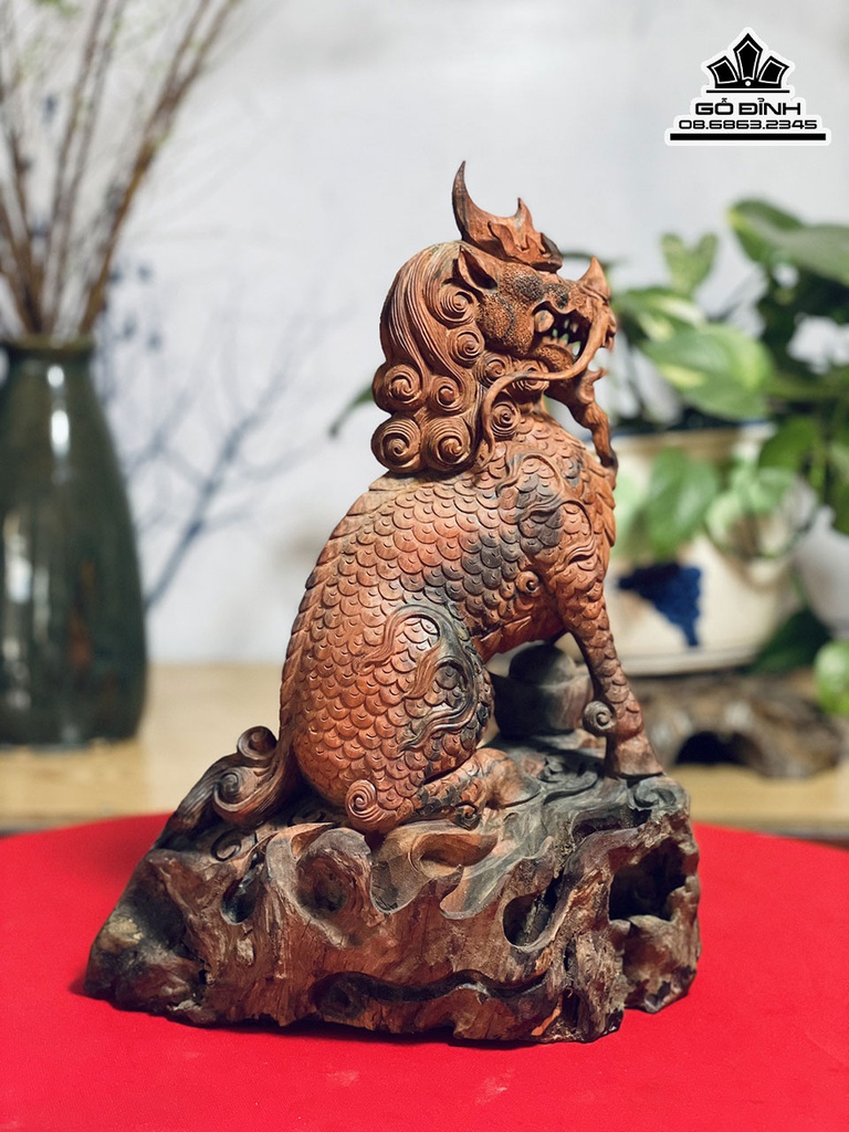 Tượng Kỳ Lân Gỗ Trắc Cao 32 Ngang 27 Sâu 15 (cm) 2