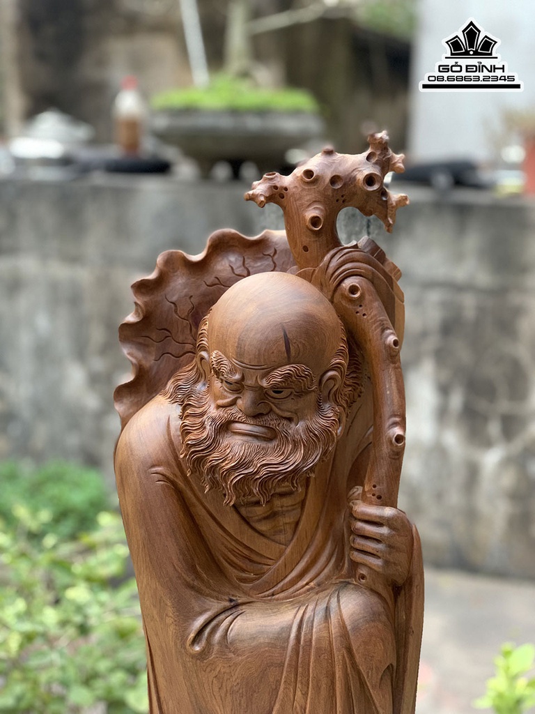 Tượng Đạt Ma Sư Tổ Gỗ Bách Xanh Cao 101 Ngang 31 Sâu 30 (cm) 1