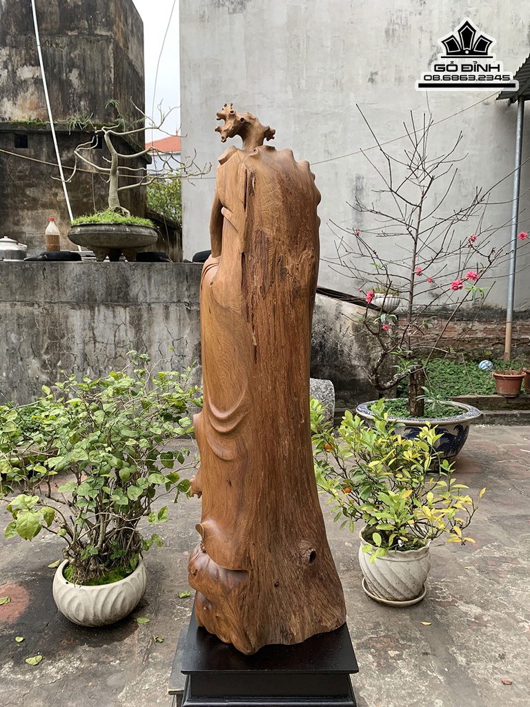 Tượng Đạt Ma Sư Tổ Gỗ Bách Xanh Cao 101 Ngang 31 Sâu 30 (cm) 3