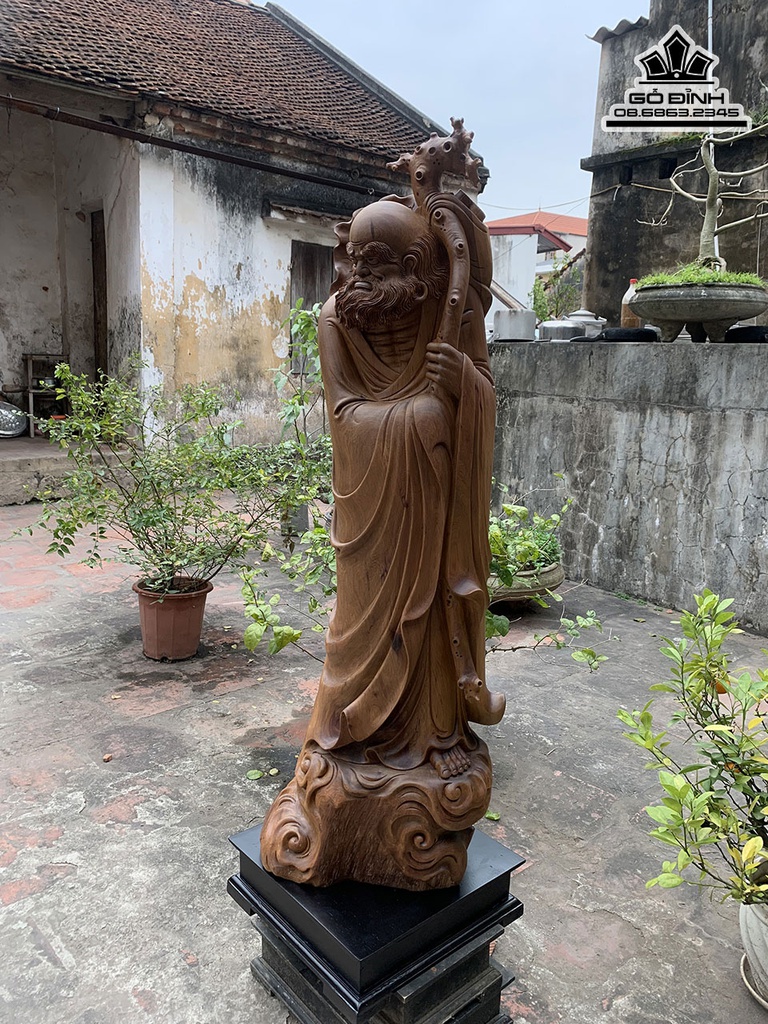 Tượng Đạt Ma Sư Tổ Gỗ Bách Xanh Cao 101 Ngang 31 Sâu 30 (cm) 5