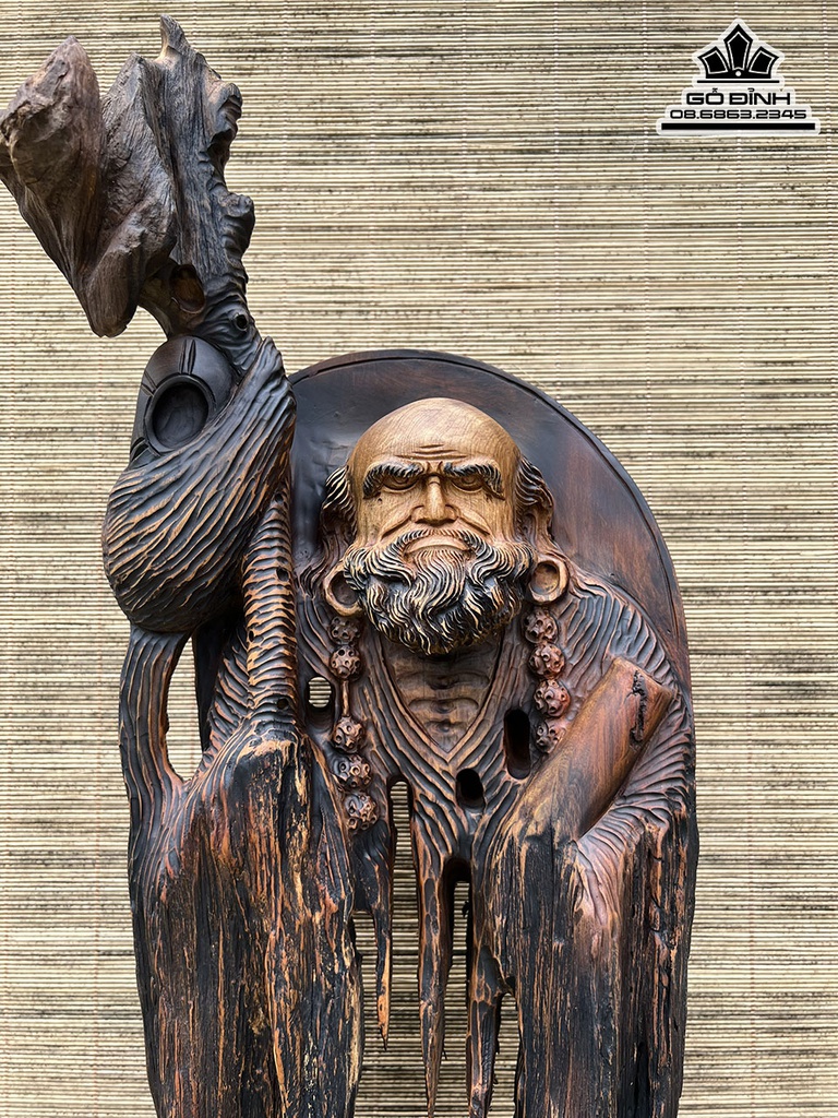 Tượng Đạt Ma Sư Tổ Gỗ Bách Xanh Cao 82 Ngang 25 Sâu 12 (cm) 1