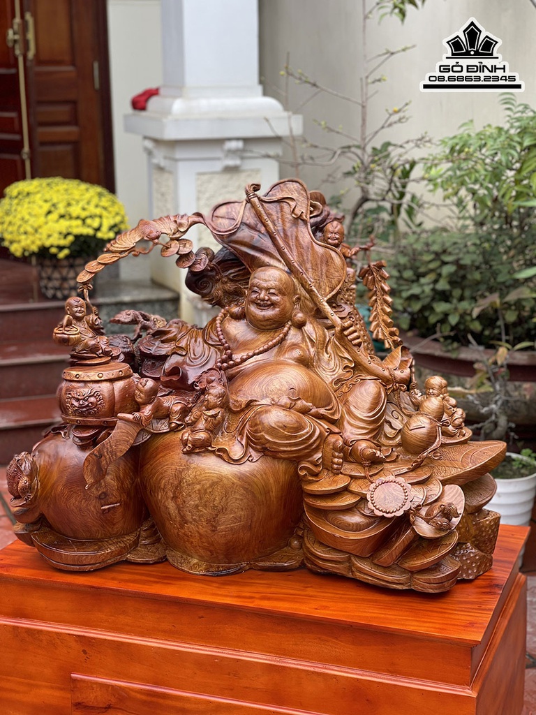 Tượng Phật Di Lặc Ngũ Phúc Gỗ Hương Cao Cả Kỷ 120 Ngang 96 Sâu 66 (cm) 1