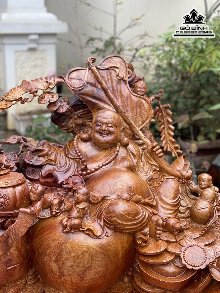 Tượng Phật Di Lặc Ngũ Phúc Gỗ Hương Cao Cả Kỷ 120 Ngang 96 Sâu 66 (cm) 8