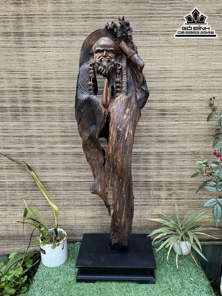 Tượng Đạt Ma Sư Tổ Gỗ Bách Xanh Cao 86 Ngang 28 Sâu 15 (cm) 0
