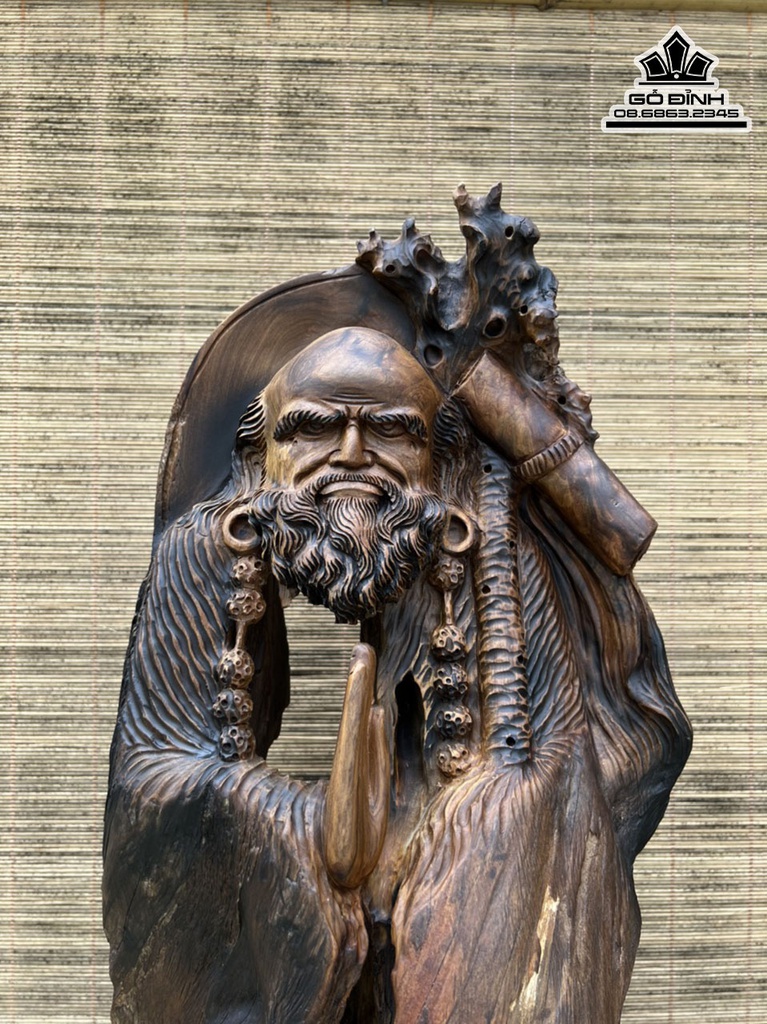 Tượng Đạt Ma Sư Tổ Gỗ Bách Xanh Cao 86 Ngang 28 Sâu 15 (cm) 5