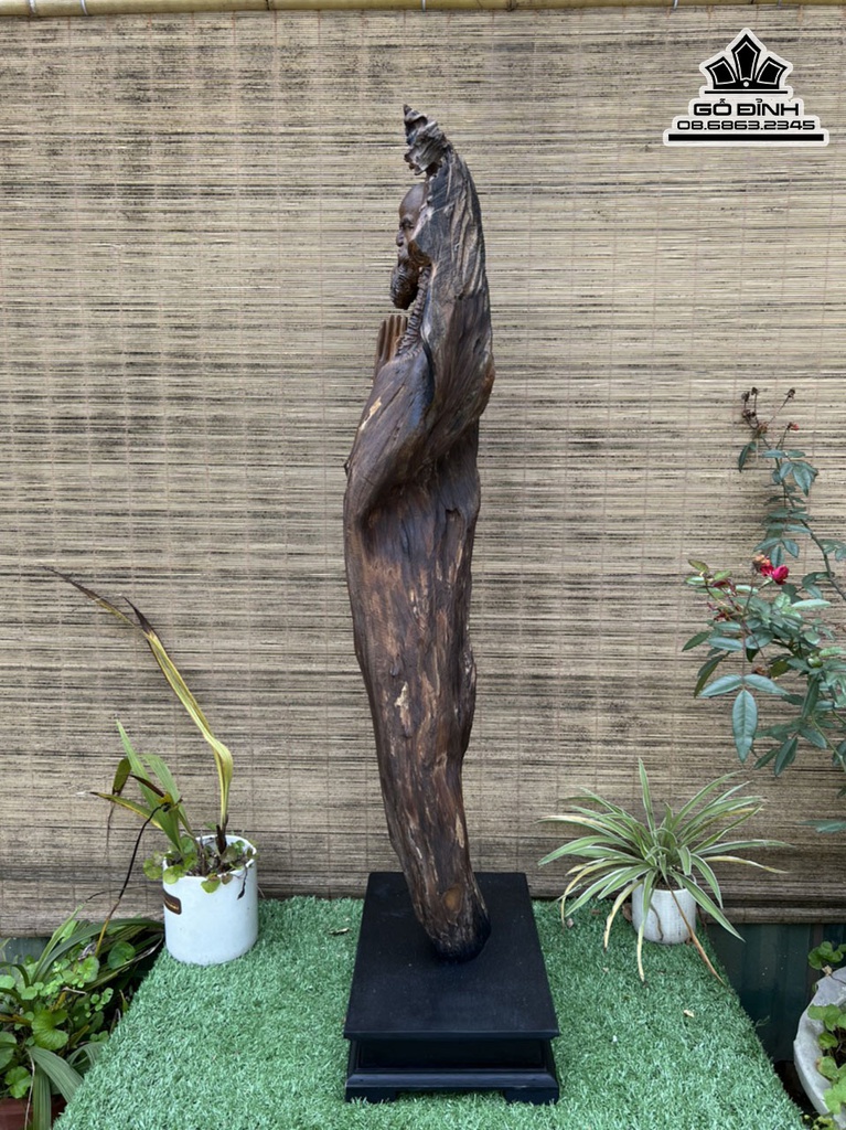 Tượng Đạt Ma Sư Tổ Gỗ Bách Xanh Cao 86 Ngang 28 Sâu 15 (cm) 6