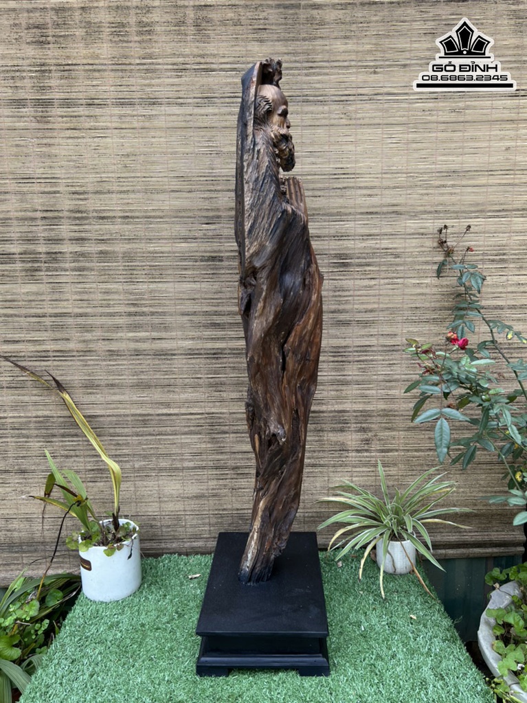 Tượng Đạt Ma Sư Tổ Gỗ Bách Xanh Cao 86 Ngang 28 Sâu 15 (cm) 8
