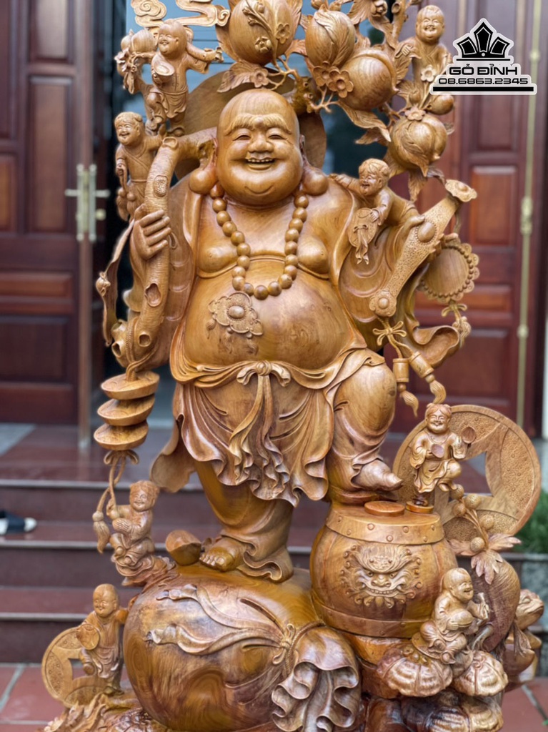 Tượng Phật Di Lặc Ngũ Phúc Gỗ Hương Cao Cả Kỷ 179 Ngang  90 Sâu 55 (cm) 2