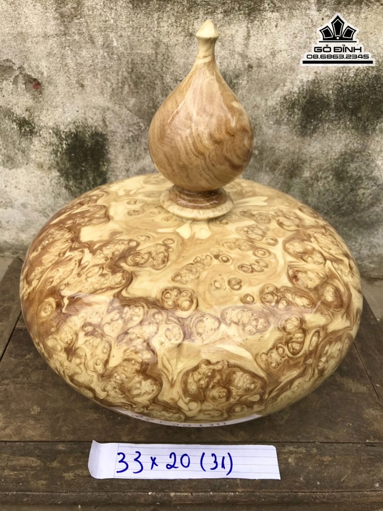 Bình Chum Phú Quý Gỗ Nu Nghiến Cao 33 Đường Kính 20 (cm) 0