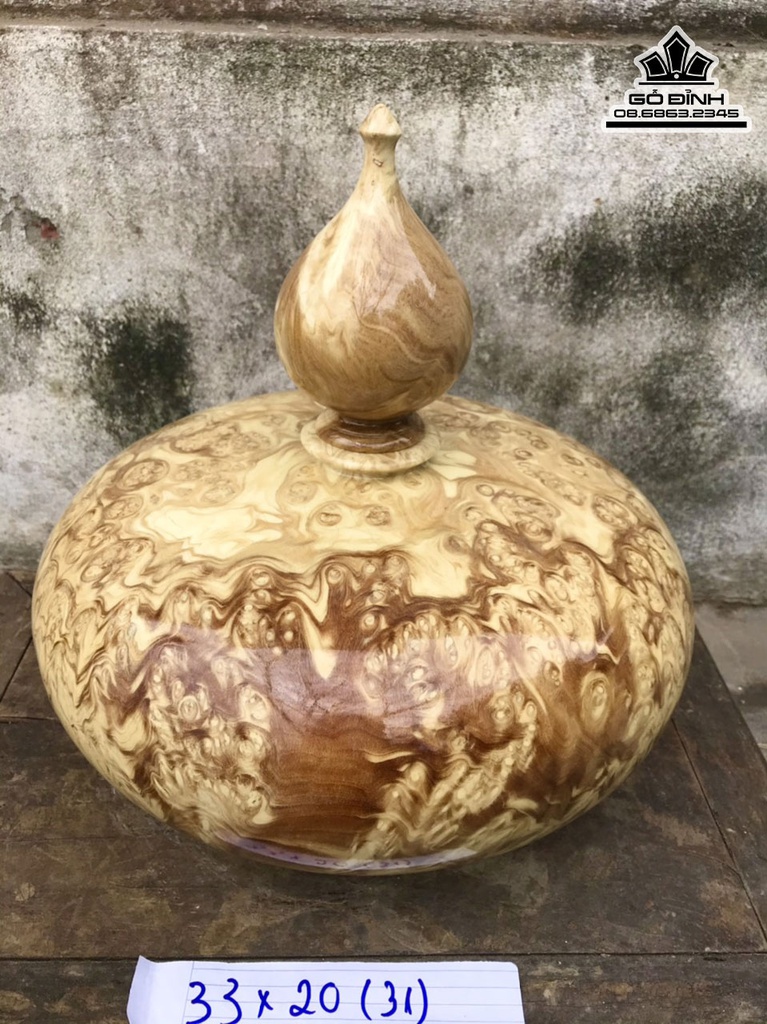 Bình Chum Phú Quý Gỗ Nu Nghiến Cao 33 Đường Kính 20 (cm) 1